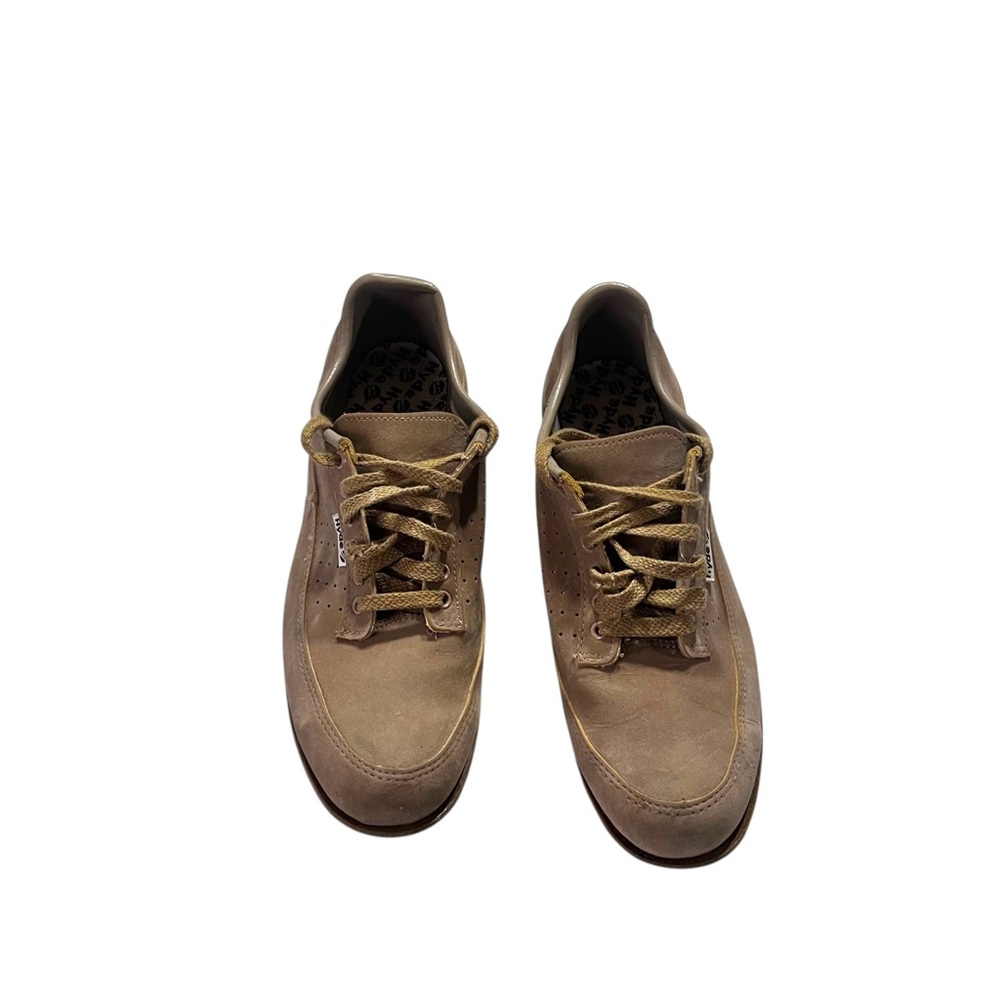 Vintage Hyde Bowling Shoes Womens Sz 10 Tan Beige Leather Suede Lace Up Low Top